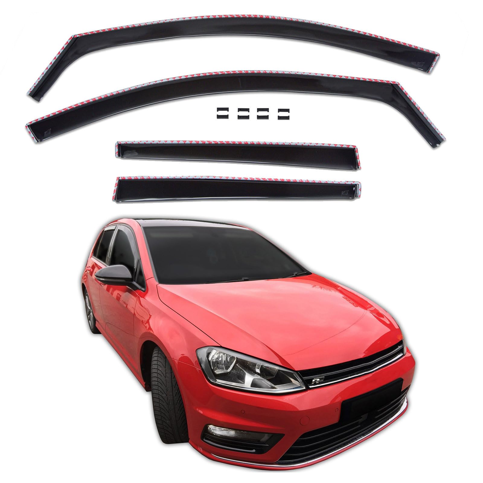 J&J AUTOMOTIVE GP Deflettori d'Aria per Volkswagen Golf 7 Wagon 2012-2019, Set da 4 Pezzi, Antiturbo Antivento Antipioggia, Anteriore Nero fumé Oscurato