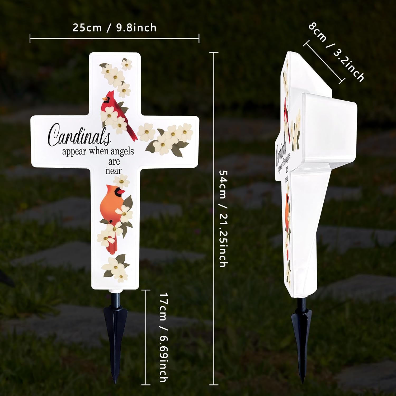Solar Cemetery Vase with Solar Cross Cardinal Light Headstones Vases Garden Cross Marker Remembrance Gift for Outdoor Yard Patio