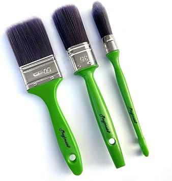 Magimate Stain Brushes for Chalk Paint Wood, Cabinet, Walls and Stencils, Oval, Flat and Round Tapered Painting Brushes Assortment, Pack of 3 Green