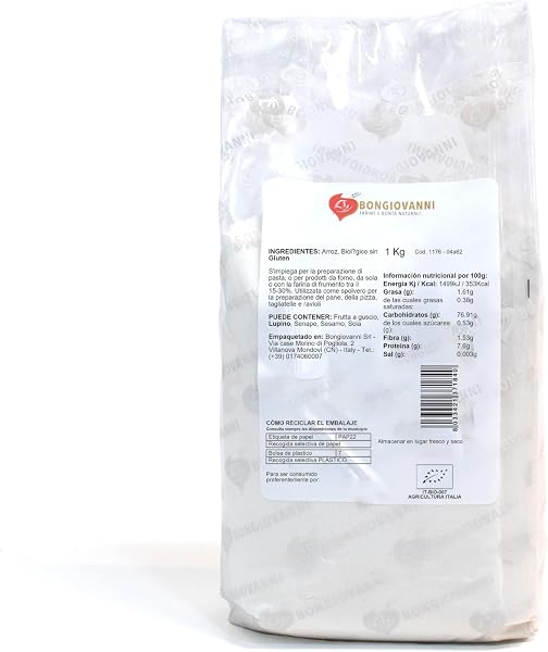 BONGIOVANNI FARINE E BONTA' NATURALI Farine de riz 1Kg BIO sans gluten 1.00 kg - 3
