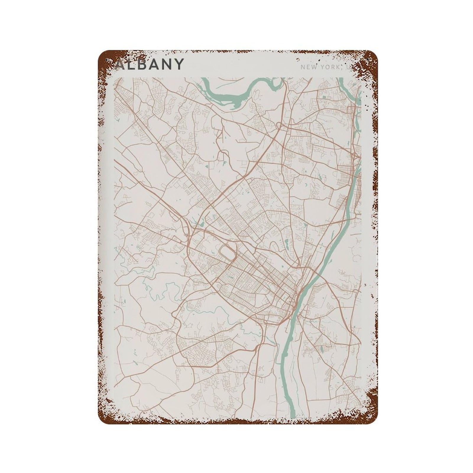 xiaoxiaoshen Albany Map New York Travel Gift Scandi (2) Wall Decor Art Metal Tin Poster Modern Home Decor Art Home Bar Shop Decorations Vintage Sign 40x30cm