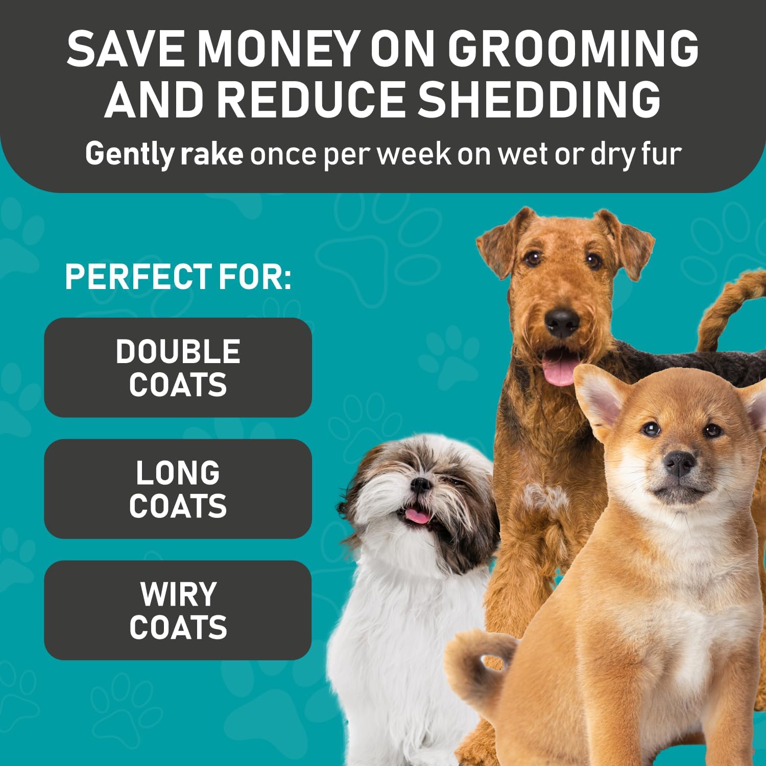 Maxpower Planet Pet Grooming Brush and 2X Grooming Gloves Combo - Double Sided Dematting, Deshedding Undercoat Rake for Dogs and Cats - Reduce Shedding Easily - Blue (Pack of 2)