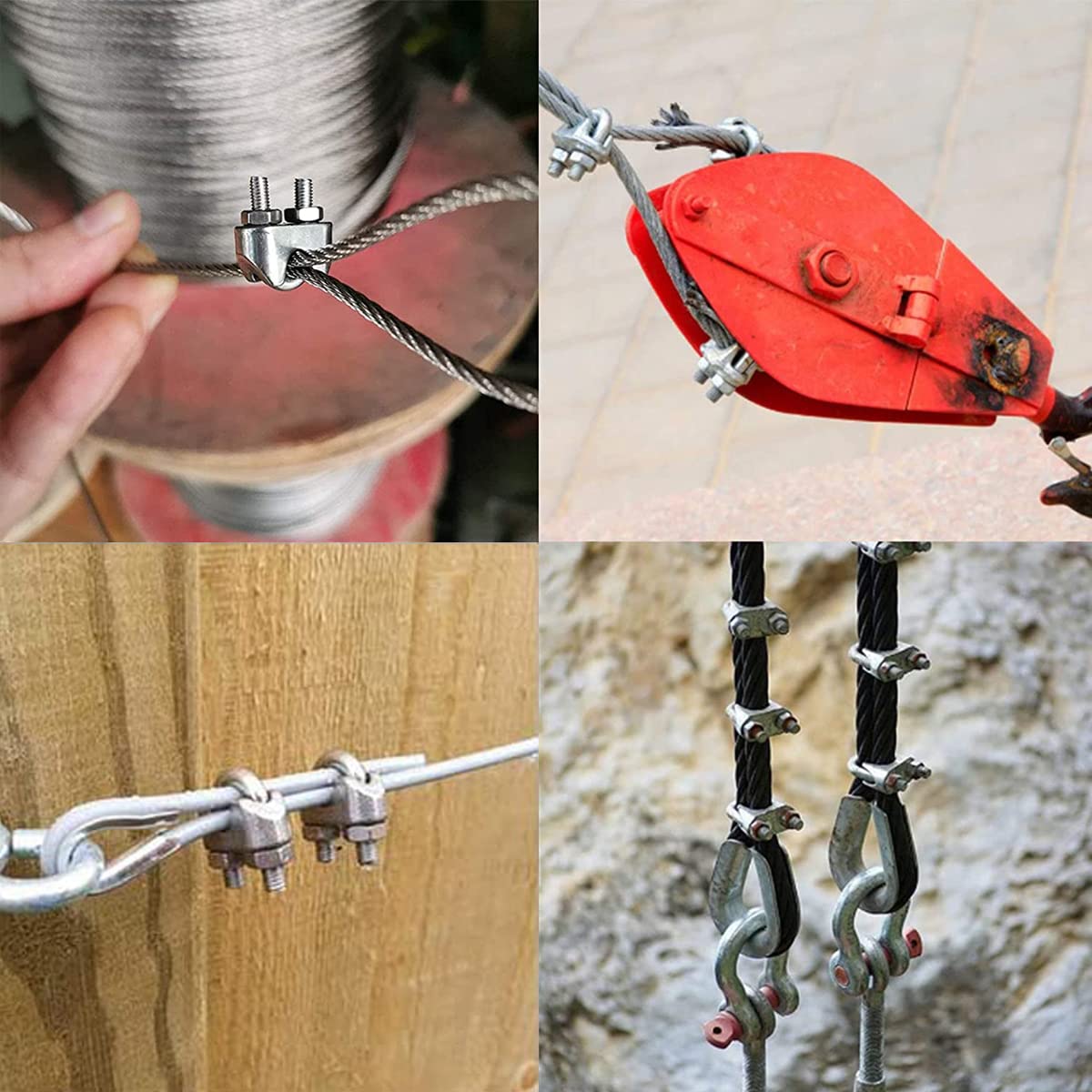 Serre-Câble Métallique Acier Inoxydable 5mm - Lot De 20 (10 Pinces + 10 Cosses) YOCZOX