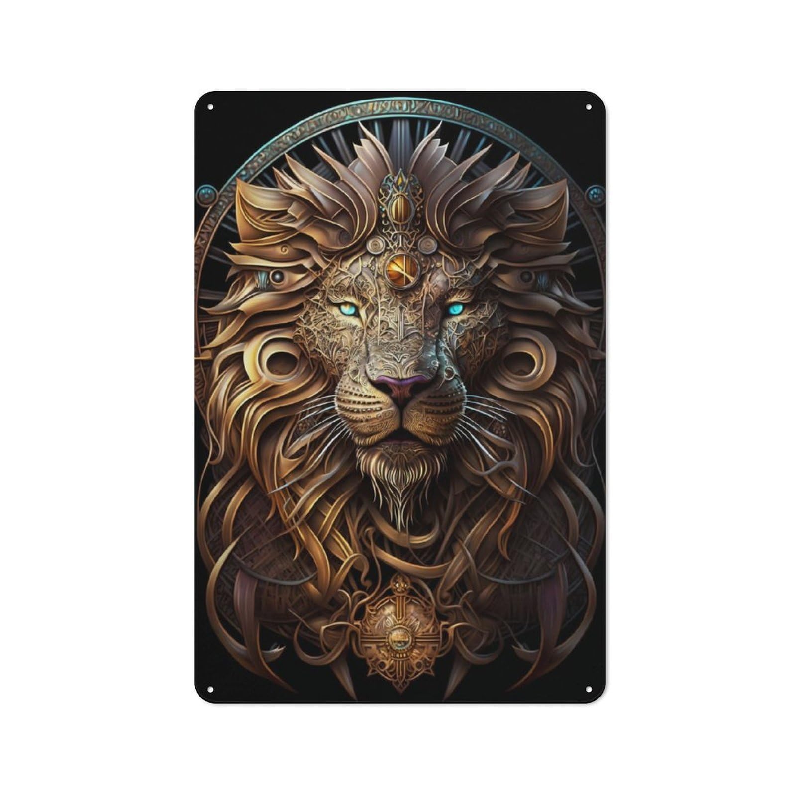 Junmoney Mystical Cosmic Lion Vintage Tin Sign 30X20cm With For Dining Room Or Kitchen, For Vintage Wall Decor Fans, For Metal Sign Collectors