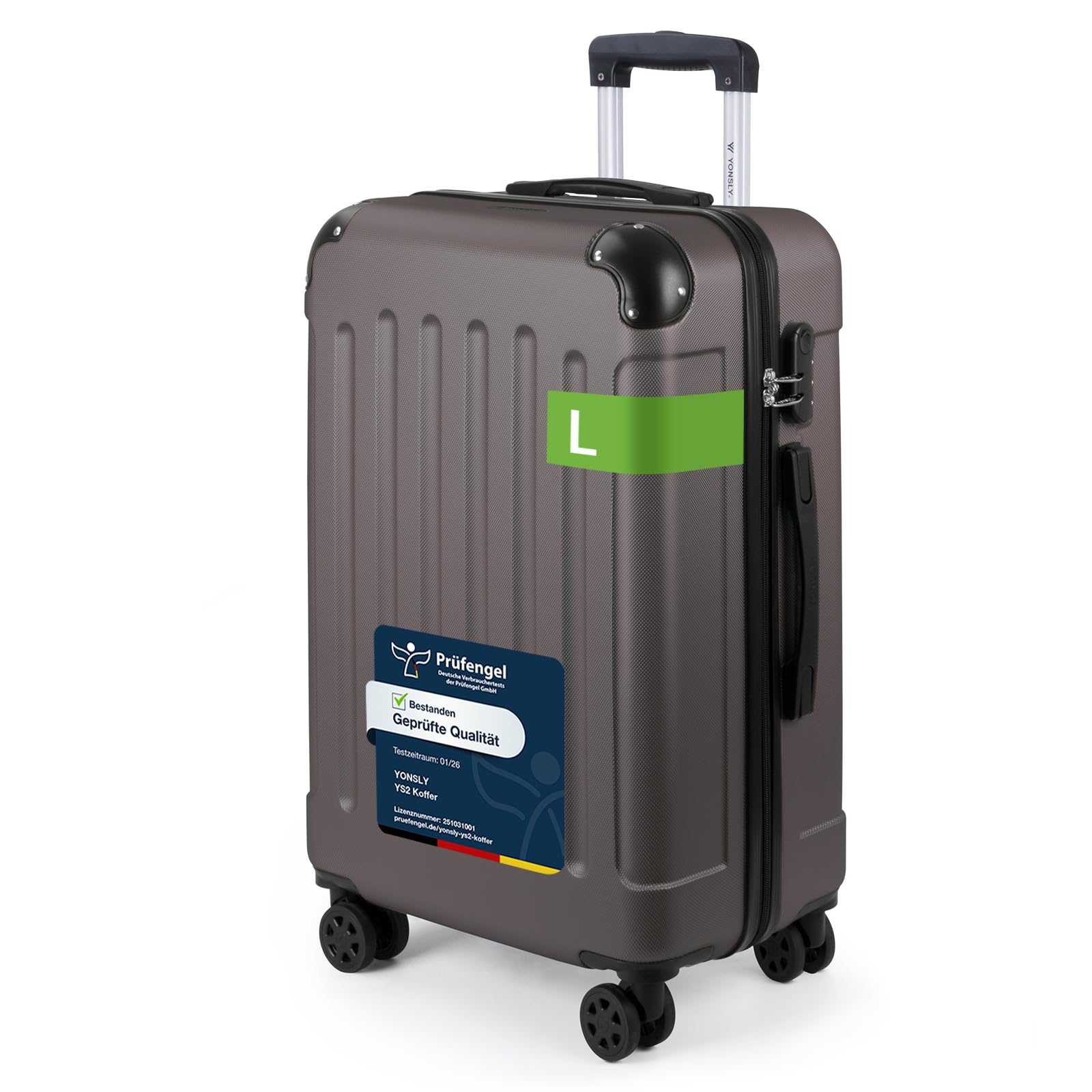 YONSLY Trolley Koffer Set, Reisekoffer, Rollkoffer Handgepäck, Kabinkoffer Suitcase, Gepäckset mit 360° Rollen, Hartschalenreisekoffer, Zahlenschloss, Gummigriff