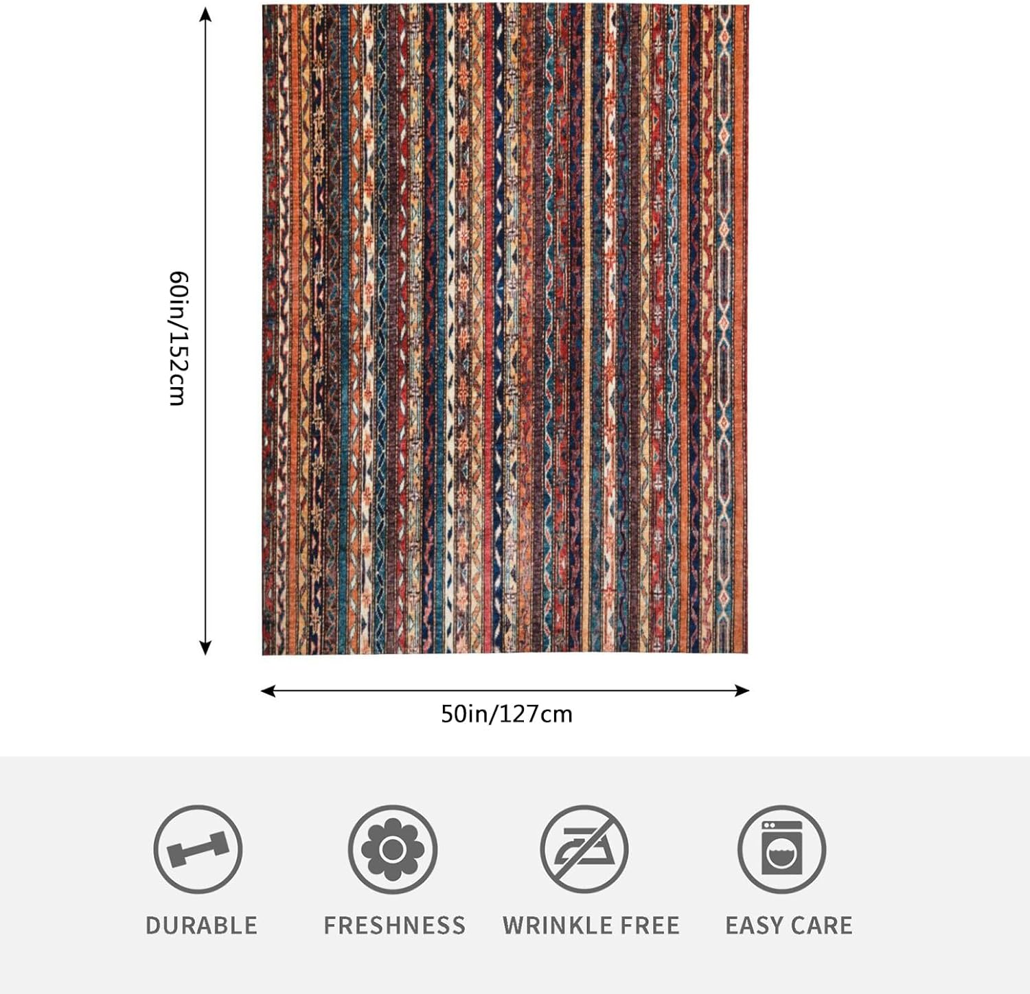 HGOD DESIGNS Turkish and Persian Style Flannel Fleece Bed Blanket Throw Blanket Lightweight Cozy Plush Blanket for Bedroom Living Rooms Sofa Couch 50"x60" - Image 2