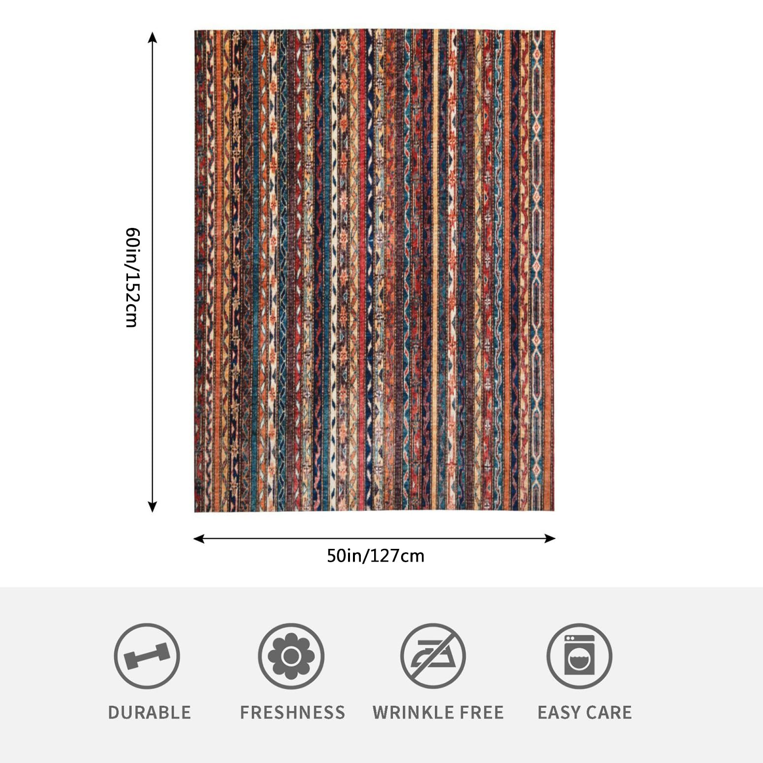 HGOD DESIGNS Turkish and Persian style Flannel Fleece Bed Blanket Throw Blanket Lightweight Cozy Plush Blanket for Bedroom Living Rooms Sofa Couch 130x150cm - Image 2