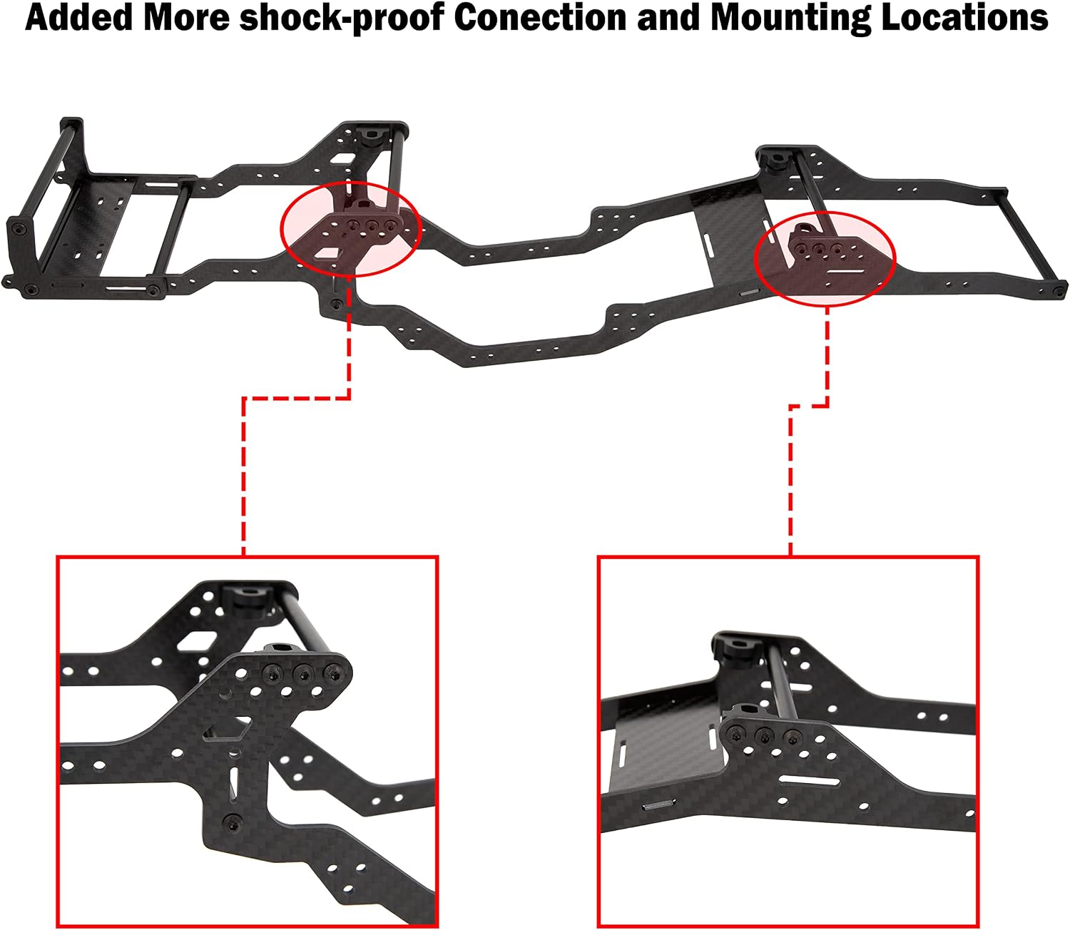 MEUS RACING SCX10 LCG Chassis Frame Kit with Front Bumper Pull Rod Coupler for Axial SCX10 & SCX10 II 90046 90047 RC Crawler Upgrade Accessories Parts, Black