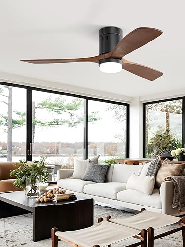 Sofucor Ventilador de techo empotrado de 52 pulgadas, sin luz ni control remoto, ventiladores de techo interiores para exteriores sin luz, ahorro de