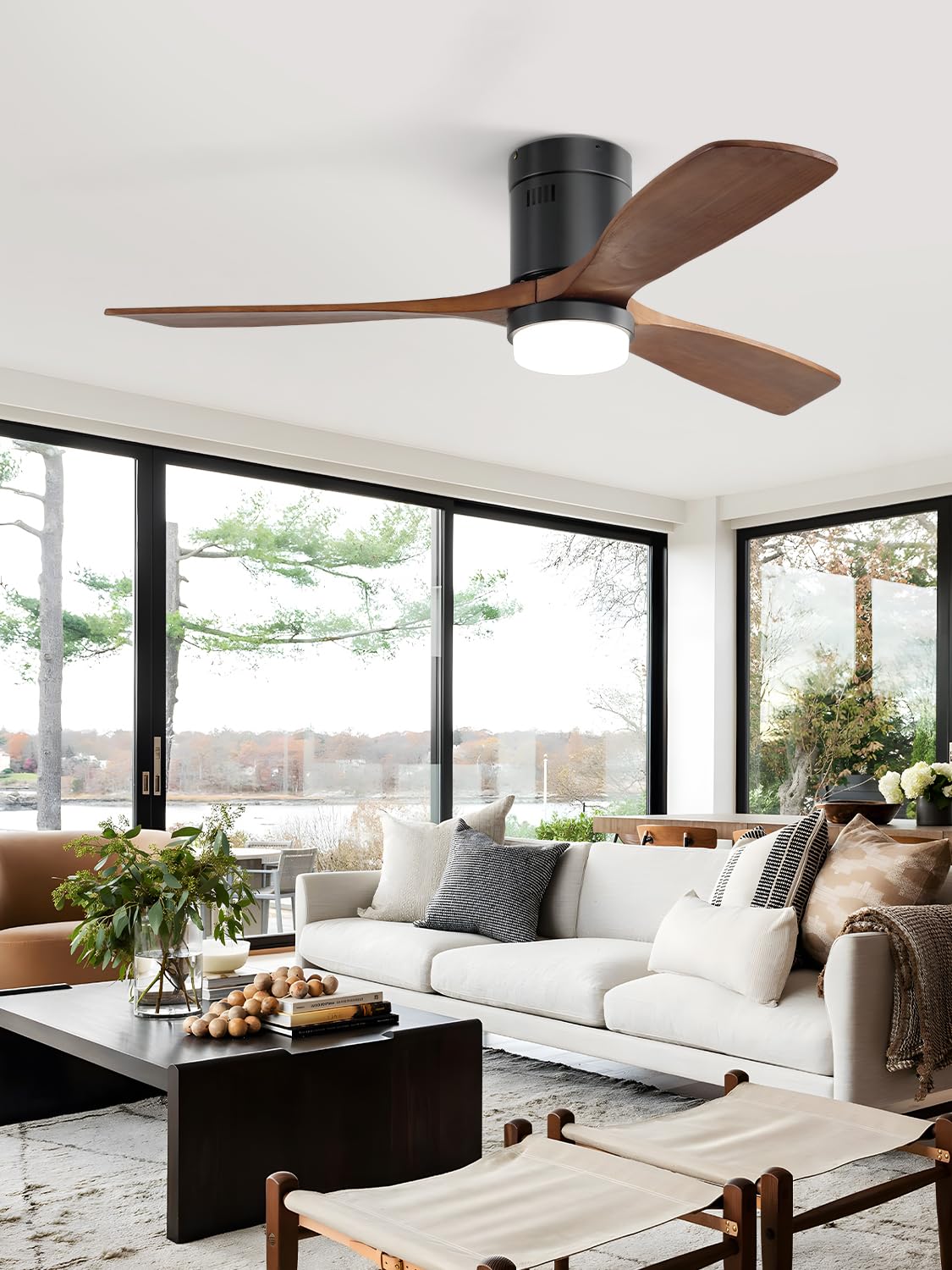 Sofucor 52 Inch Ceiling Fan installed in a modern living room
