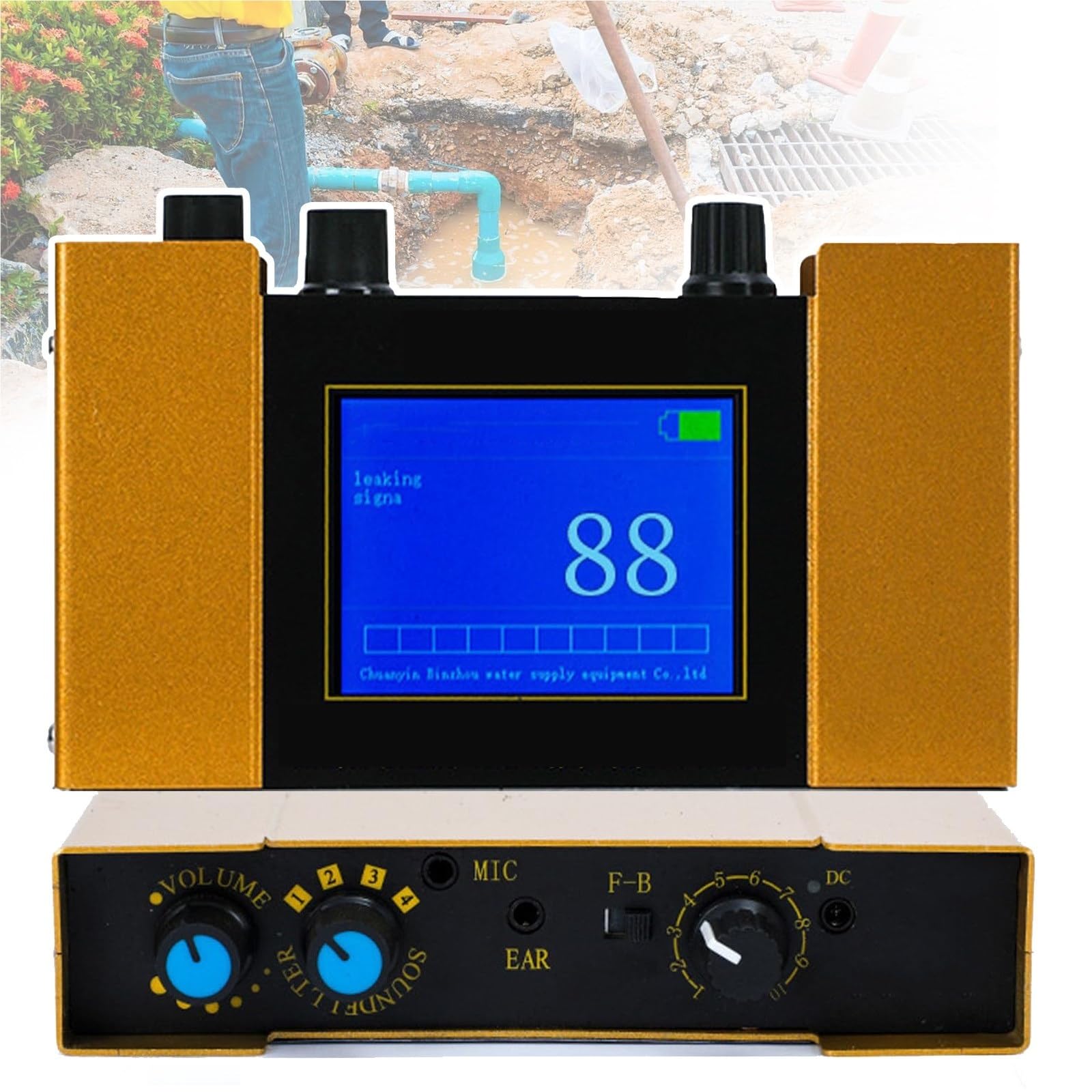Detector Profesional Fugas Agua Subterraneo Sensor Geofono Pantalla Digital Auricular Maletin para Tuberias de Construccion Ajustable Marchas 1-4