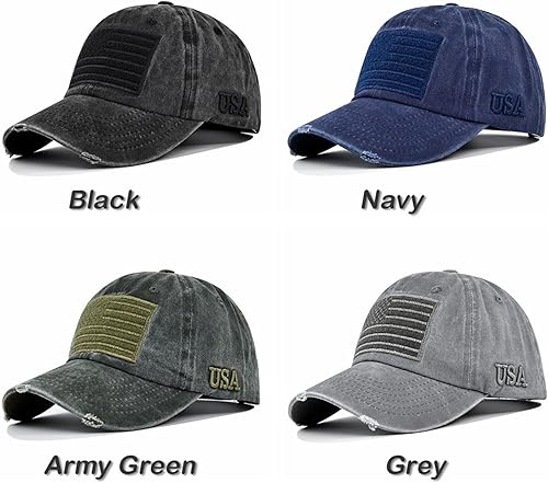 Miniatura 7 de Gorra de béisbol con bandera estadounidense, bordado ajustable, lavado vintage, de algodón, desgastado, para mujeres y hombres