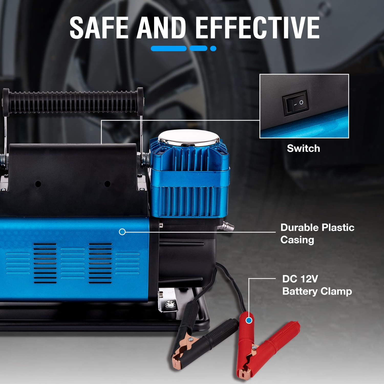 KATSU Tools Compressore Aria Portatile Auto Professionale 2 Cilindri 150PSI 12V 45 Amp Grande Volume 4WD Gonfiatore per Pneumatici per Auto Pompa per Auto Camper SUV Camion