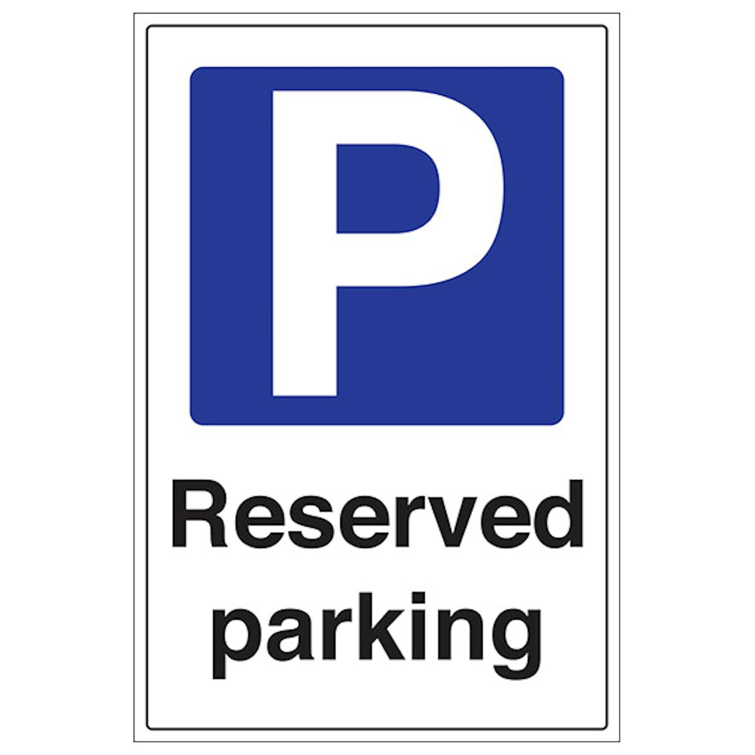 V Safety Reserved Parking - Portrait 400 x 600 mm - 2mm Rigid Plastic Safety Sign, White