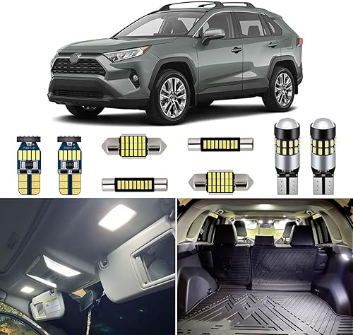 Kit de luces interiores LED blancas para Toyota RAV4 2016 2017 2018 2019 2020 2021 2022 superbrillantes 6000K luces LED interiores paquete +