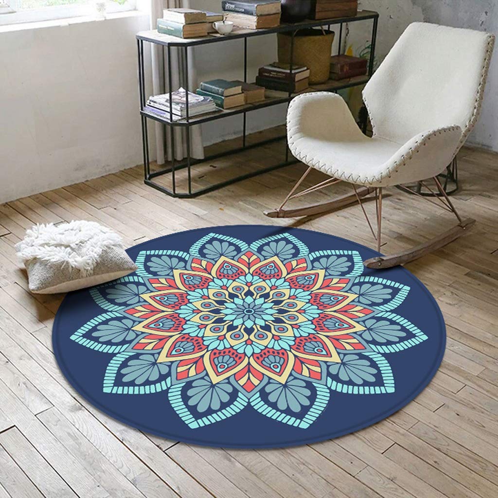 Tapis rond salon moderne et tapis de sol lavable pour chambre 100cm