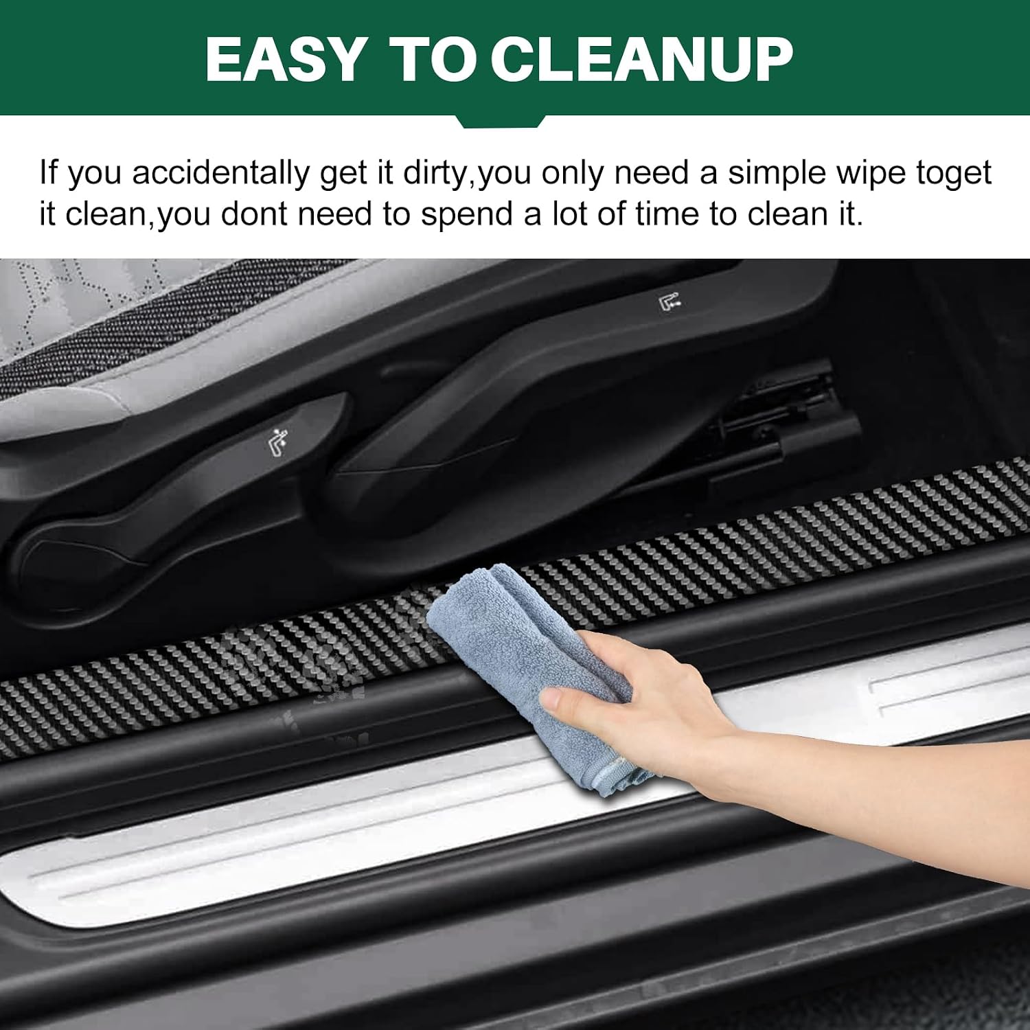 KUNGKIC for Mini Cooper S 3-Door F66 F67 2024 2025 Car Door Edge Guards Sill Protector Stickers Film Anti-Collision Scuff Plate Cover All Weather Interior Accessories (PU Carbon Fiber Pattern)