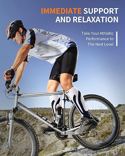 Vista 28 de CAMBIVO 3 pares de mangas de compresión de pantorrilla para hombres y mujeres, calcetines de compresión sin pies para espinillas, alivio del dolor