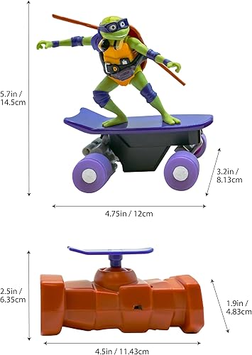 Miniatura 9 de Tortugas Ninja Mutantes Adolescentes Juguetes, Vehículo de Patineta RC Donatello Half Pipe, Juguetes de Control Remoto TMNT de Mutant Mayhem para