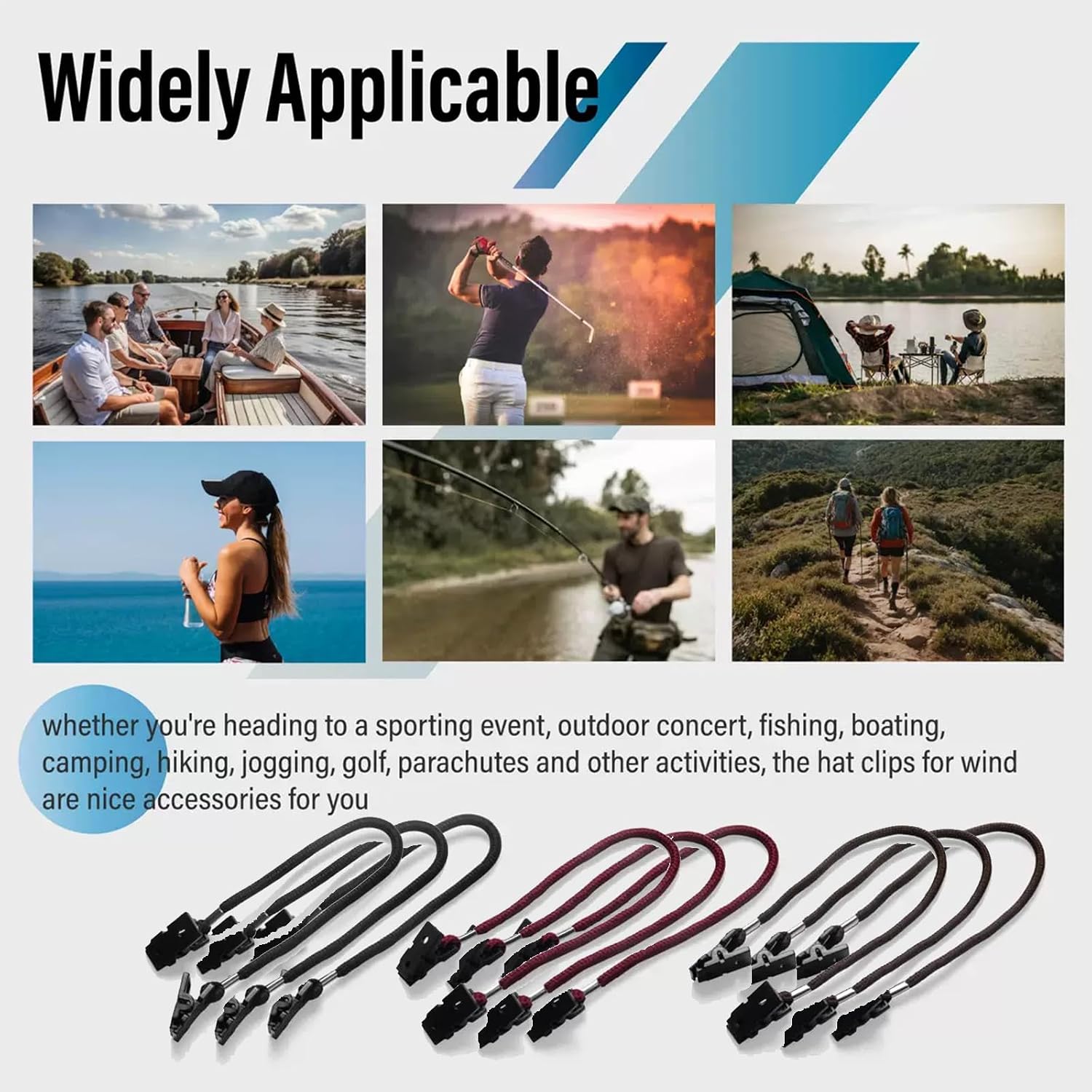 9 Pieces Windproof Hat Strap Clip Keeper Adjustable Retainers for Baseball Cap Sailing Outdoor Camping Anti Wind Anti Drop Decorative Hanging Strap Black Red Brown