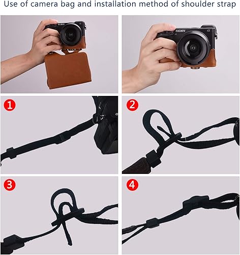 Miniatura 7 de XEVN - Funda para Sony A6400, para Sony A6300, funda de piel sintética de alta calidad para cámara Sony Alpha A6300 a6000 a6100 a6400 Fit