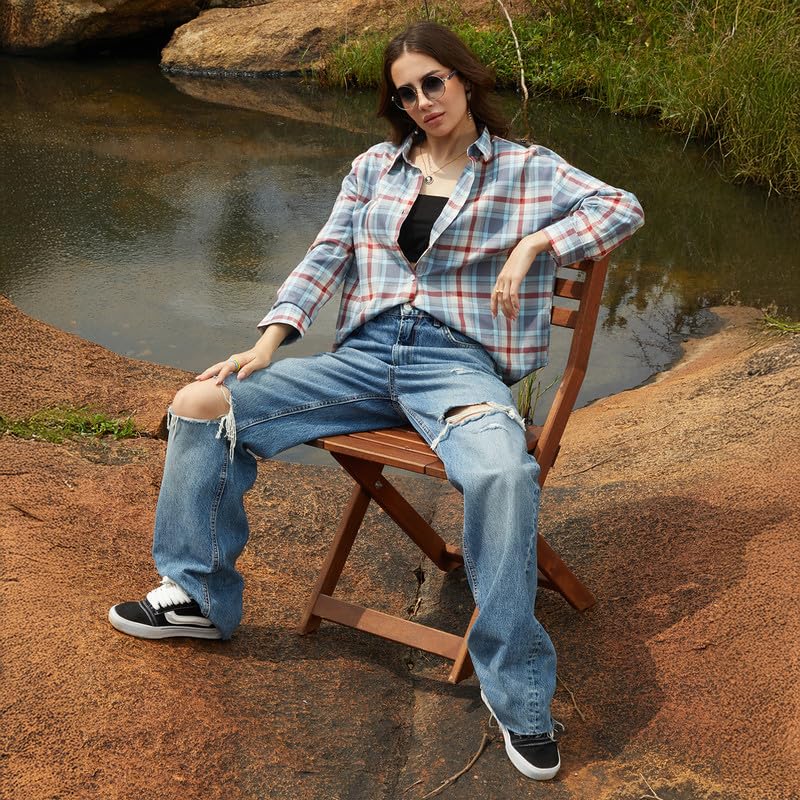 Image of PINACOLADA Women's Solid Oversized Shirt for Casual Wear | Spread Collar | Long Sleeve | Button Closure | Oversized Shirt Crafted with Comfort Fit for Everyday Wear