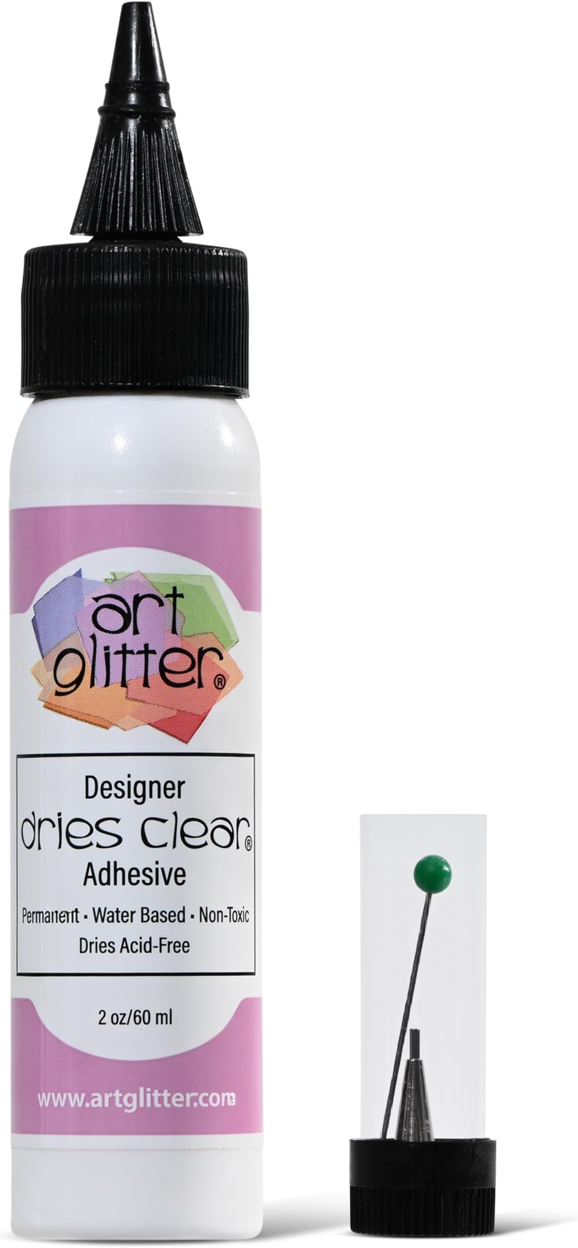 Art Institute Glitter Designer Dries Clear Glue, 2oz Bottle with Ultra Fine Metal Tip and Pin – Precision Craft Adhesive