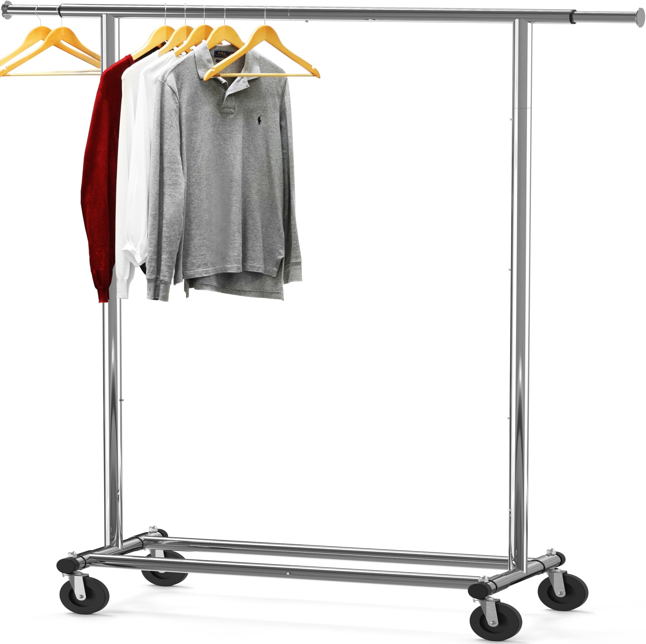 Simple Houseware Heavy Duty Clothing Garment Rack, Holds Up to 150 lbs, 42 to 67 Inches Extendable Rod, Chrome