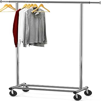 Simple Houseware Heavy Duty Clothing Garment Rack, Holds Up to 150 lbs, 42 to 67 Inches Extendable Rod, Chrome