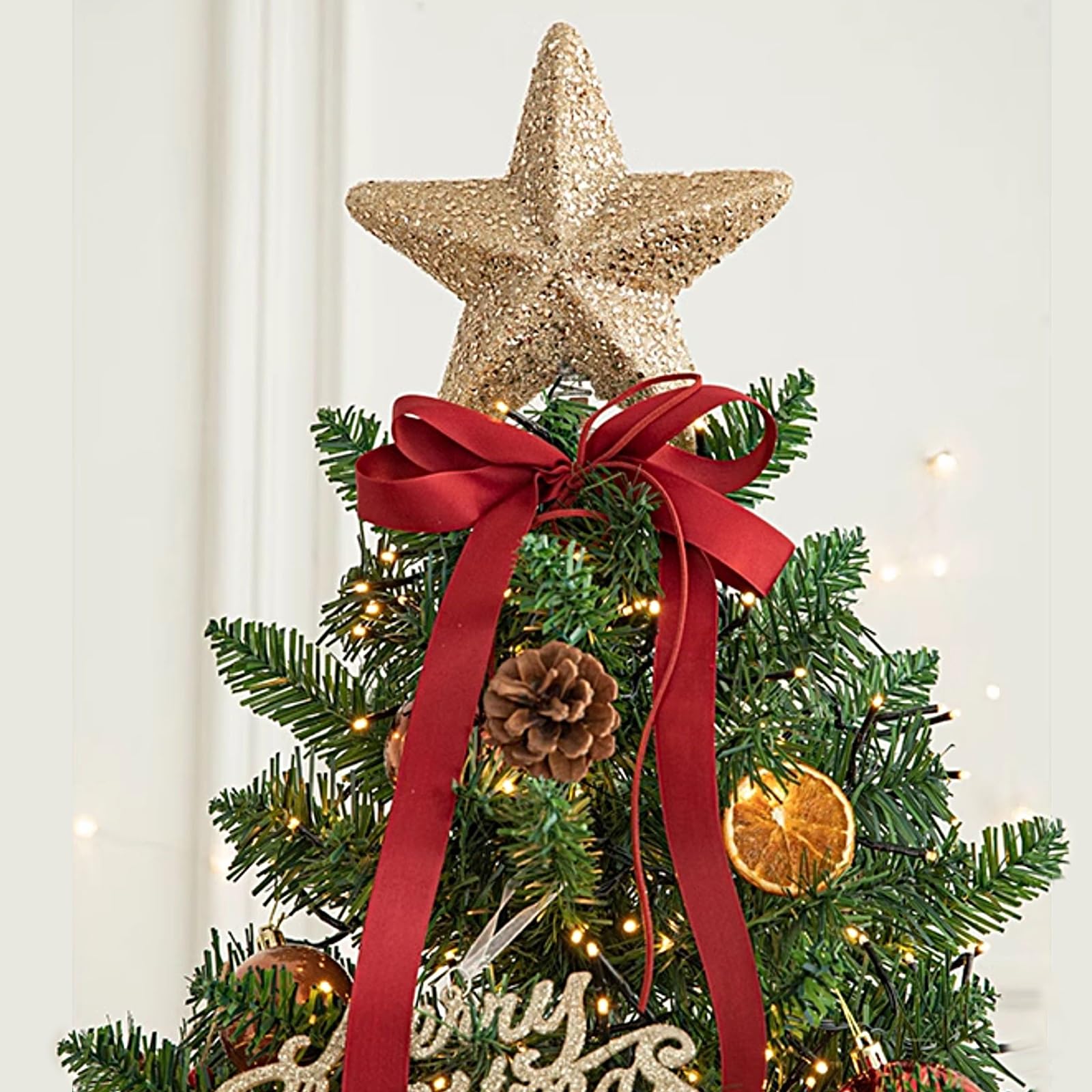 Albero di Natale, Christmas Tree In PVC, 120 Punte di Rami, con Recinzioni per Alberi e Decorazioni Natalizie, Alberi di Natale per Casa e Ufficio(Red,150cm)