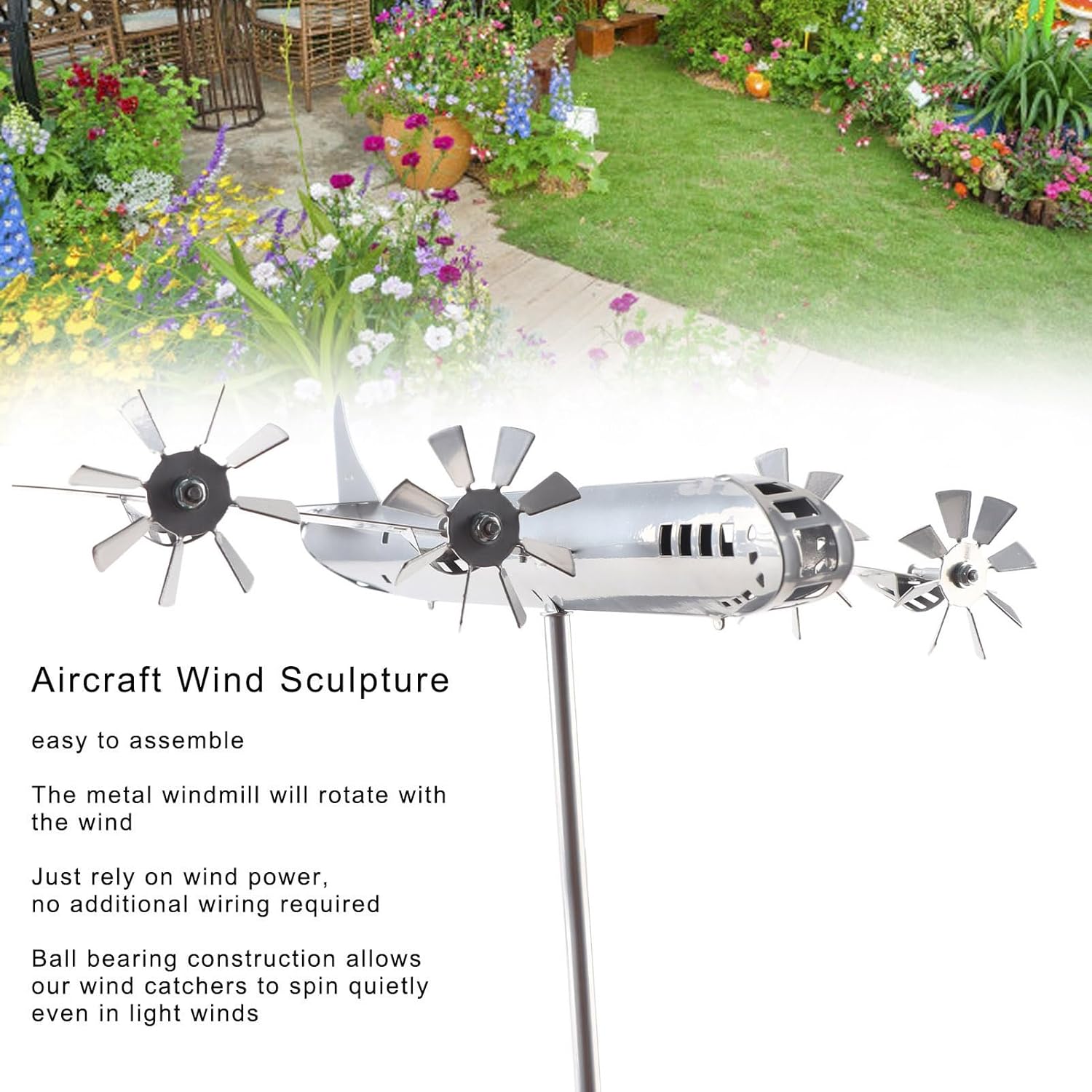 Airplane Wind Spinner, Windmill for Yard, Airplane Wind Spinners Outdoor, Aircraft Pinwheel