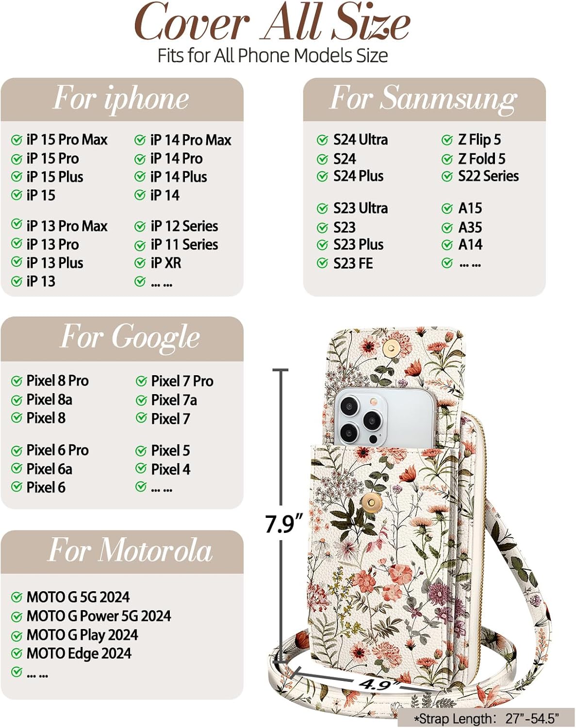 Cute Small Crossbody Purse Cell Phone Bags for Women - Leather Cellphone Wallet Purse with Shoulder Strap - Image 4