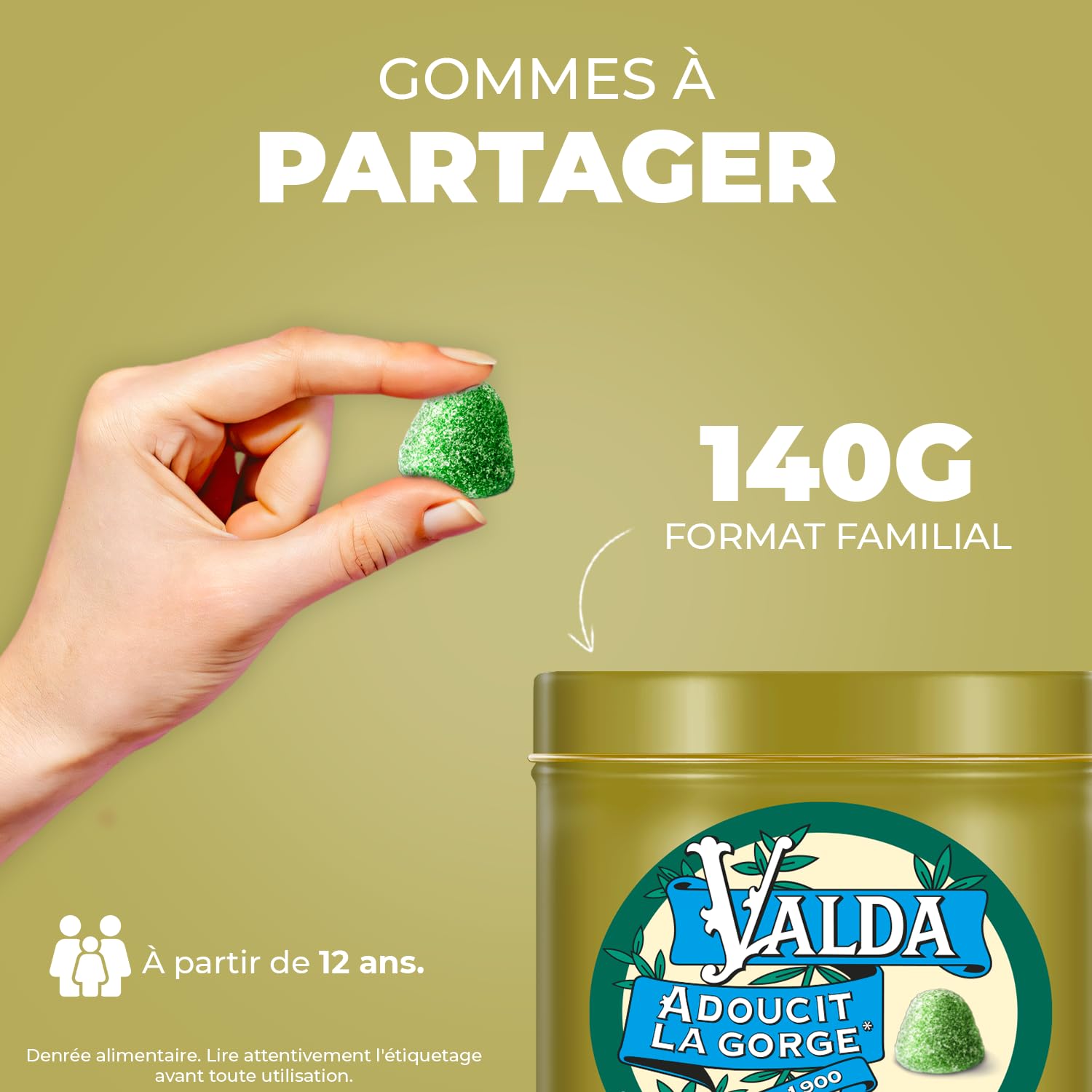 Valda Gommes Avec Sucres Goût Menthe Eucalyptus Adoucit la gorge 140 g
