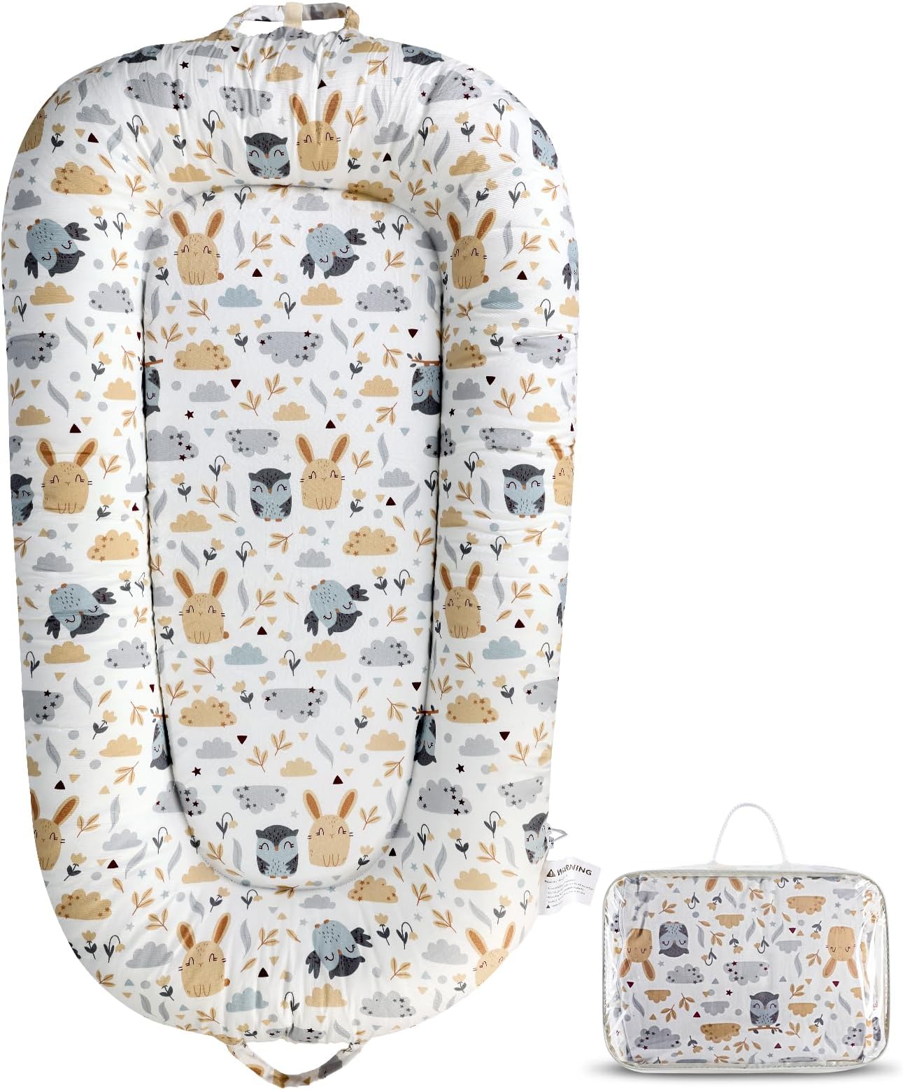 Portable Baby Support Cushion for Supervised Awake-Time Activities, Breathable Cotton Baby Pad for Daily Care (Hoot)