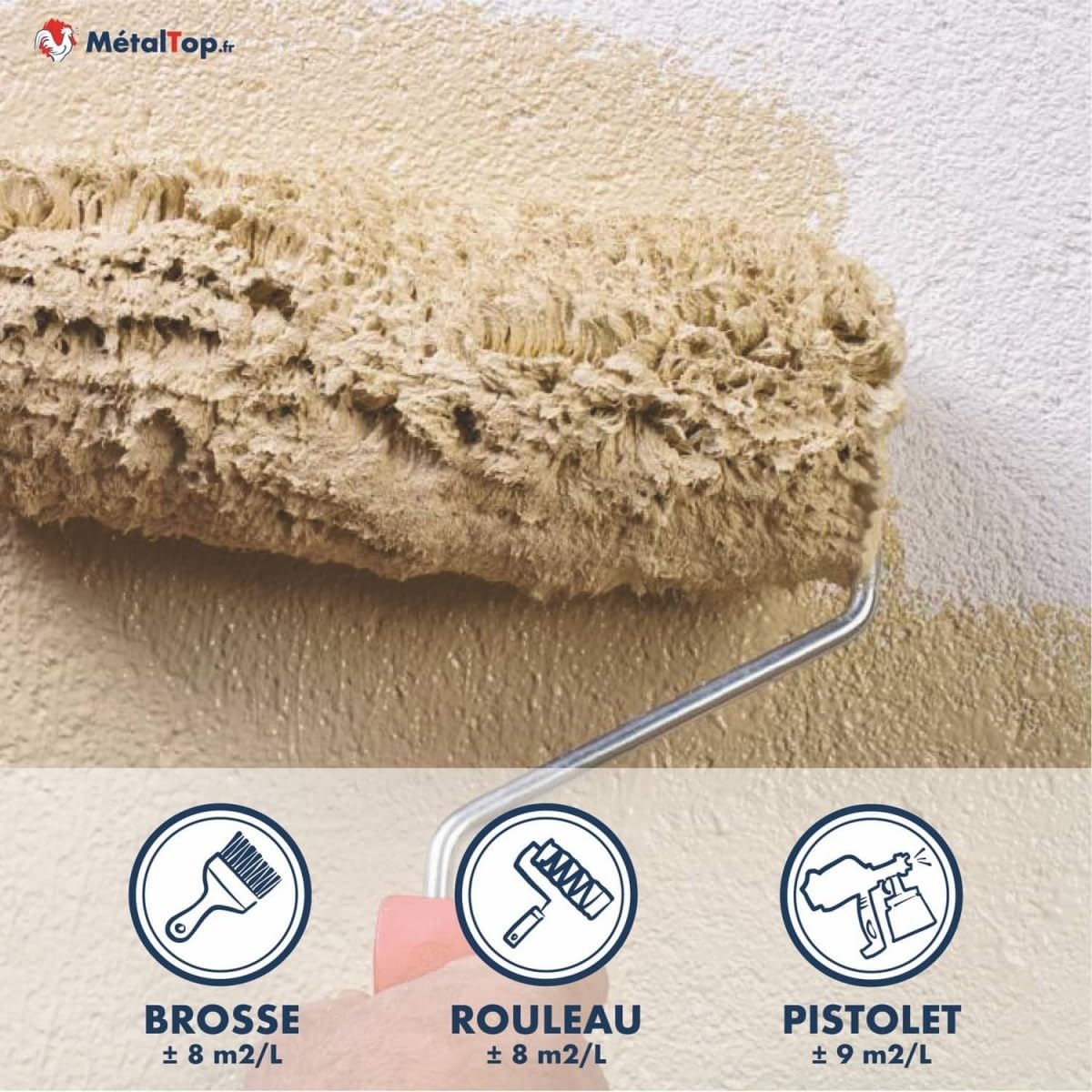 Metaltop - Peinture Facade - Blanc pur - RAL 9010-1 L - Microporeuse, idéale pour murs extérieurs en rénovation ou neuf