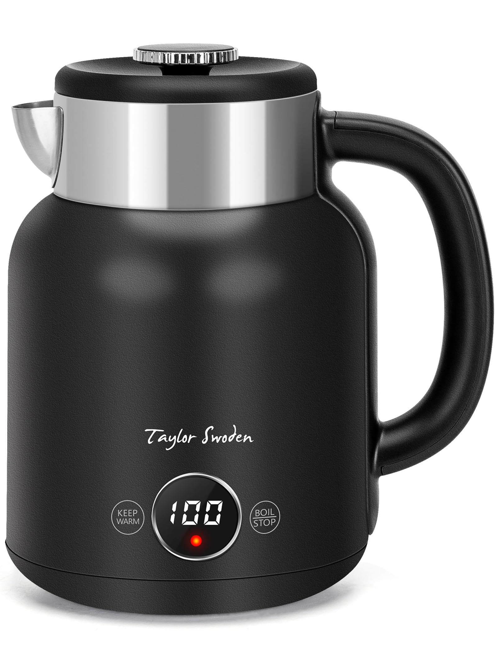 Taylor Swoden Asher - Wasserkocher Edelstahl mit Temperatureinstellung, 2200 W, 1,7 L, LED-Anzeige, 1 Stunde Warmhalten, Automatische Abschaltung, Energiesparend