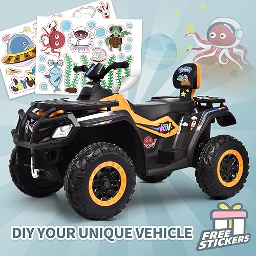 Miniatura 3 de Joywhale ATV de 12 V y 2 plazas para niños de 3 a 8 años, con calcomanía de bricolaje, batería 7AH, suspensión de metal, faros brillantes, música,