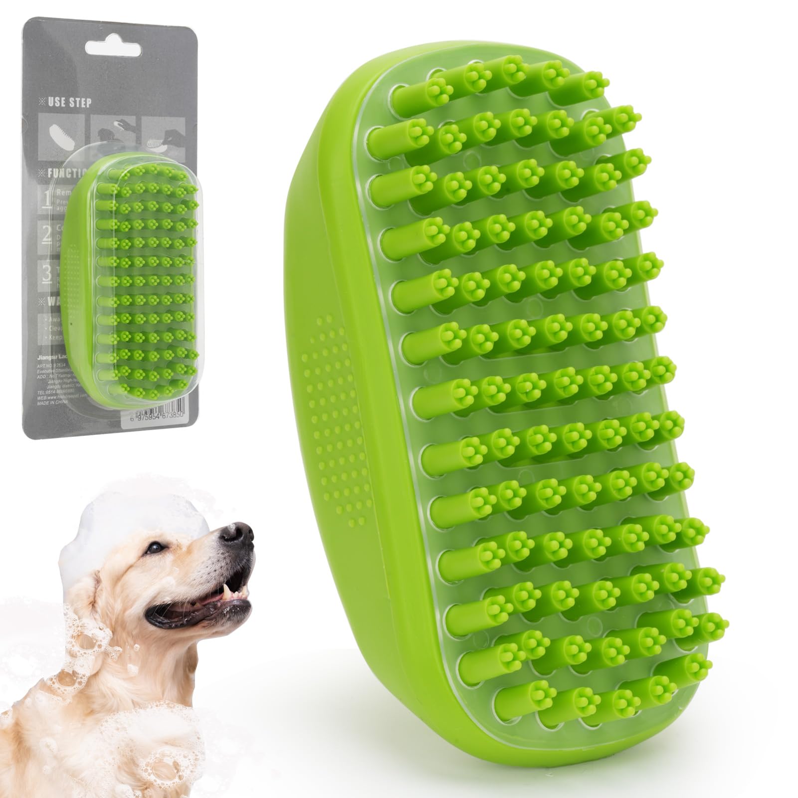 Cepillo de baño con barra de goma para gatos, perros, cepillo para perros, con efecto de masaje, peinar el pelo, eliminar el pelo flotante