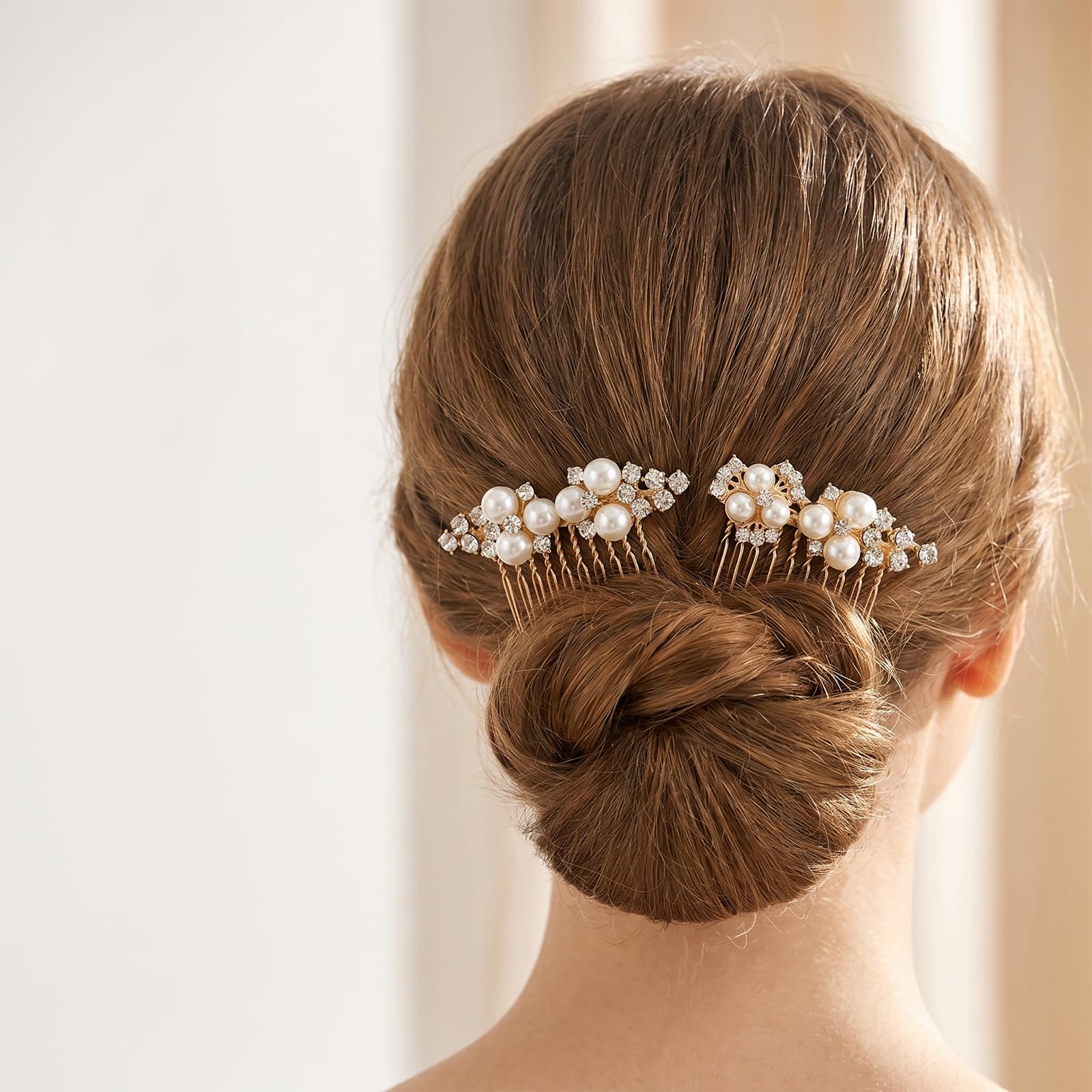 3 Stück Strass Perle Braut Haarschmuck Hochzeit Haarschmuck Gold Brautschmuck Haare Perlen Haarnadeln Braut Kopfbedeckung Seitenkämme für Brautfrauen Brautschmuck Haare(Gold)