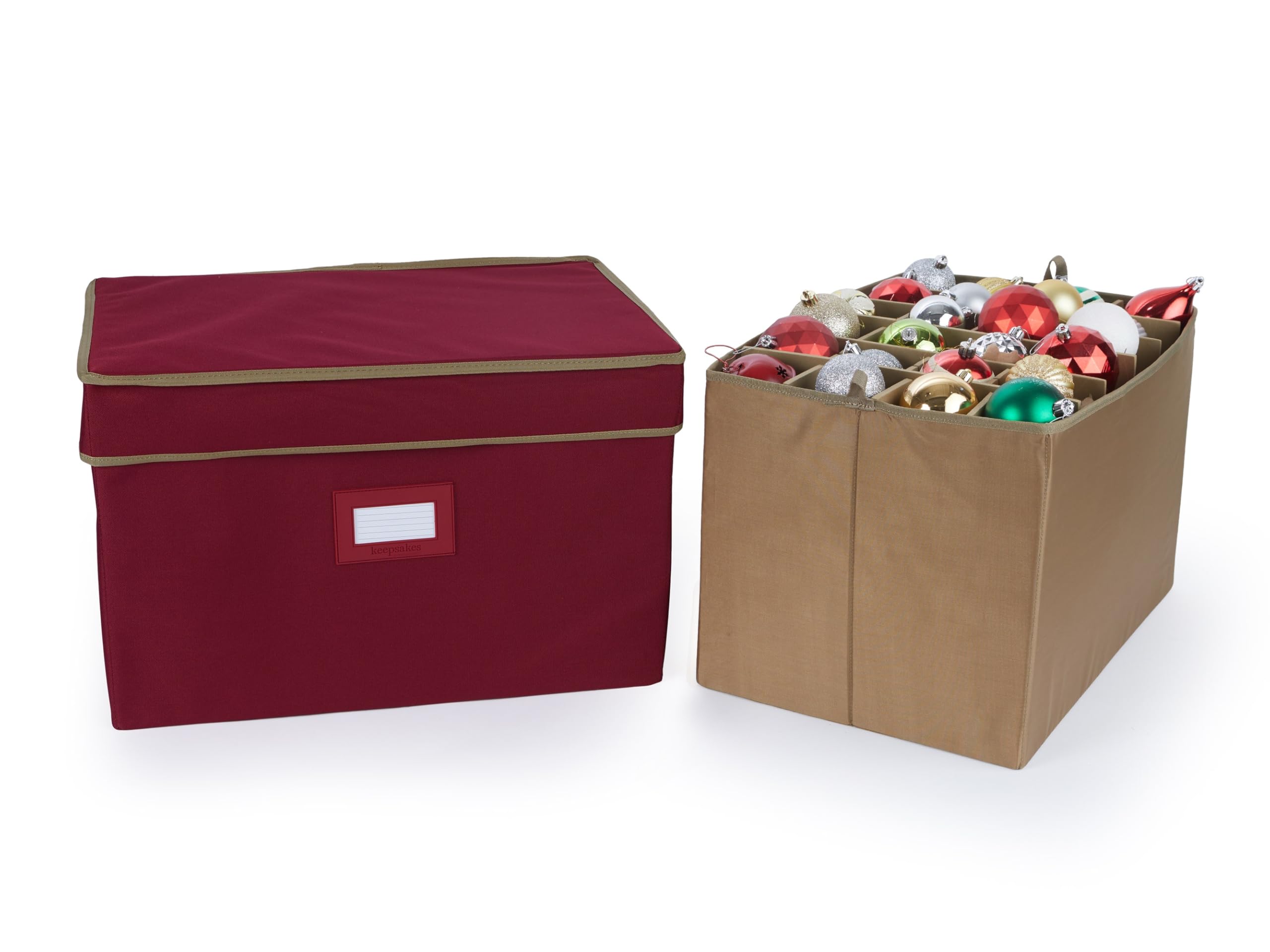 Covermates Adjustable Ornament Storage Box, 19.25" W x 13" D x 12.5" H, Red