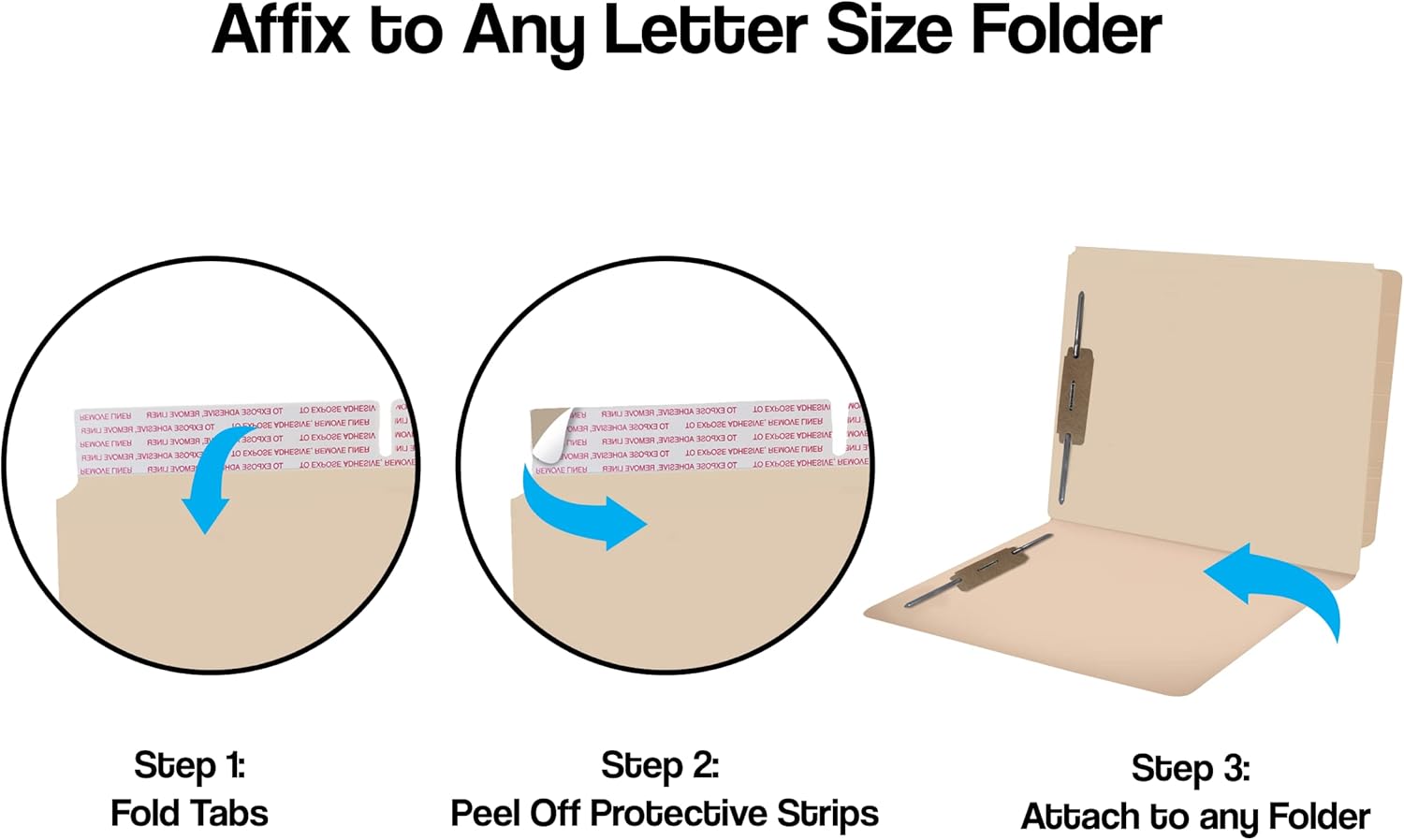 Self Adhesive Dividers for File Folders, Doctor Stuff, Side Hinge Divider with 2" Bonded Fastener on Front Side, 11 pt Manila Stock, Box of 100