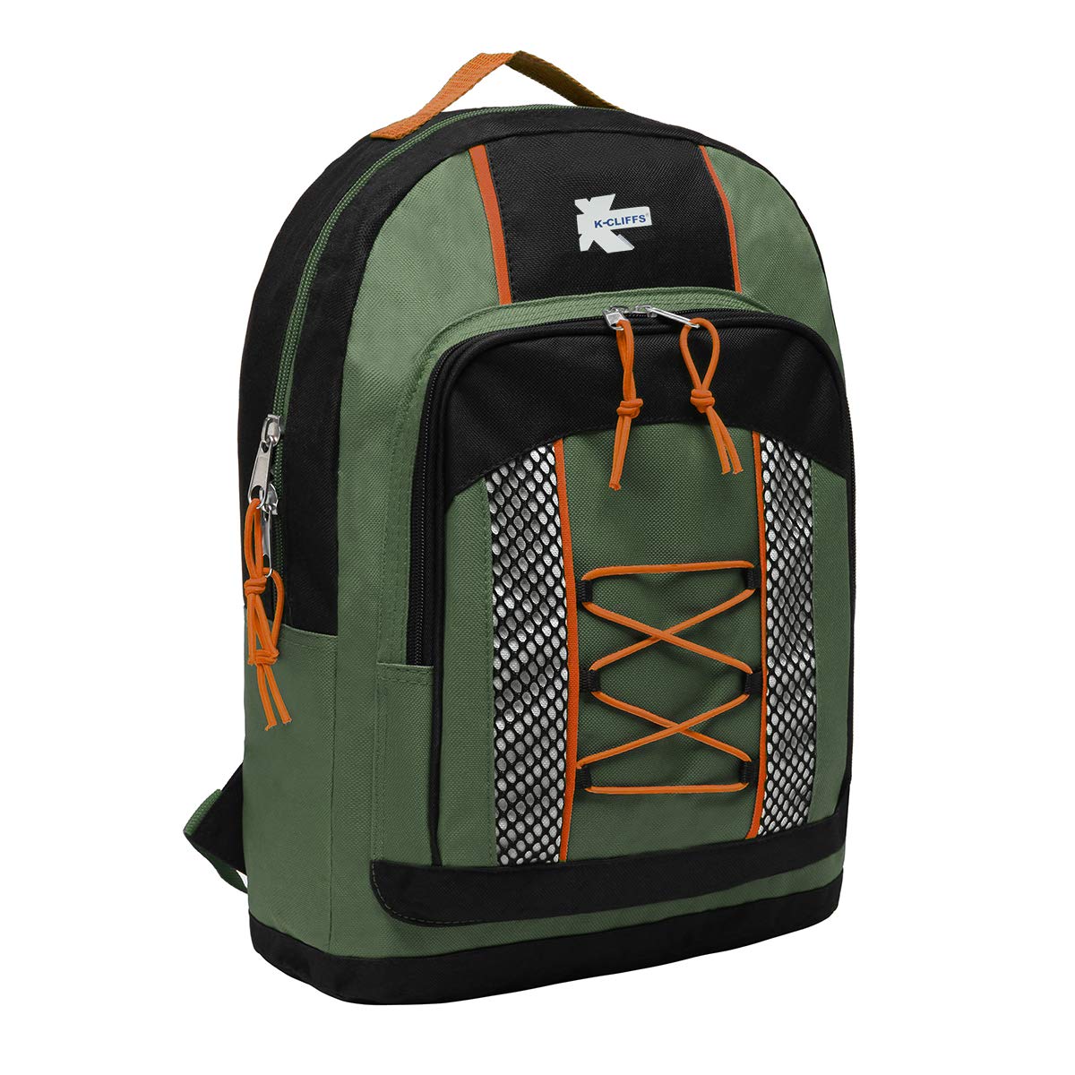 K-Cliffs 30pcs Bulk Backpack 15 inch Bookbag Wholesale Case Lot School Bag Olive Green