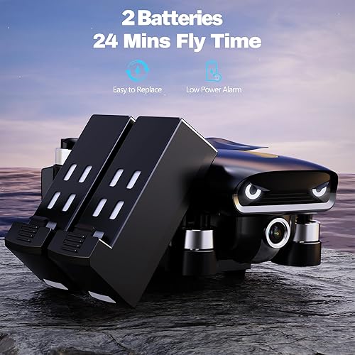 Miniatura 5 de LMRC -12 Drone con cámara UHD de 1080p para adultos principiantes, Drone FPV plegable de 2.4 GHz con motor sin escobillas