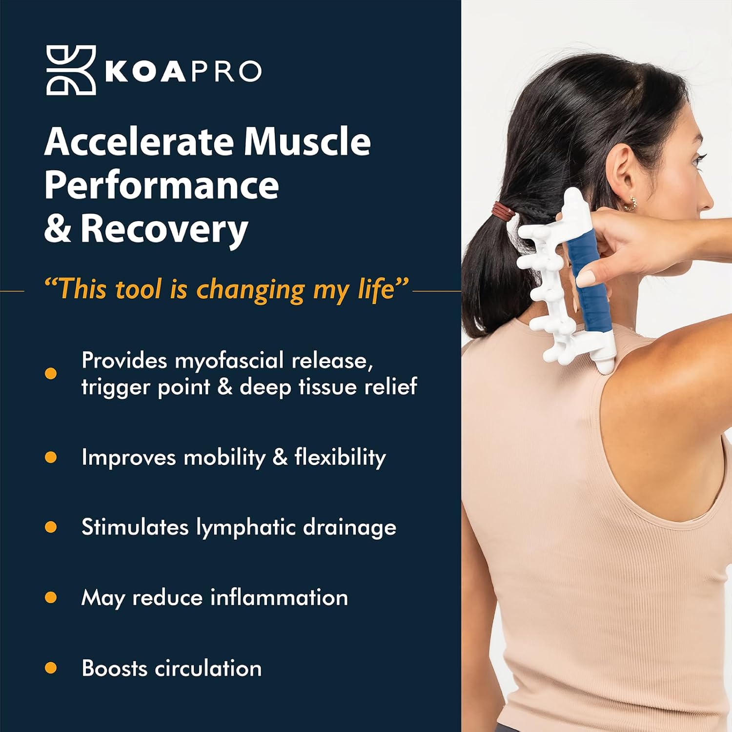 KOAPRO Graston Tool Gua Sha Deep Tissue Pressure Point Massage Stick Fascia Massager Myofascial Release Physical Therapy Tools Self MassagerSet