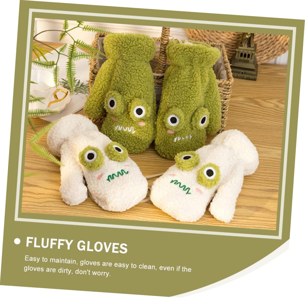Homoyoyo 1pair Cartoon Frog Gloves for Boy Girl Warm Mitts Moderate Thickness for Easy to Accessories for Boys and Girls