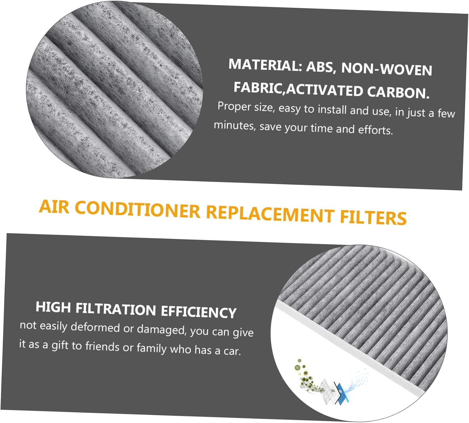 DOITOOL 2pcs Air Conditioning Filter Replacement for Cars High Filtration Efficiency Easy to Install Removes Compatible Vehicle Models