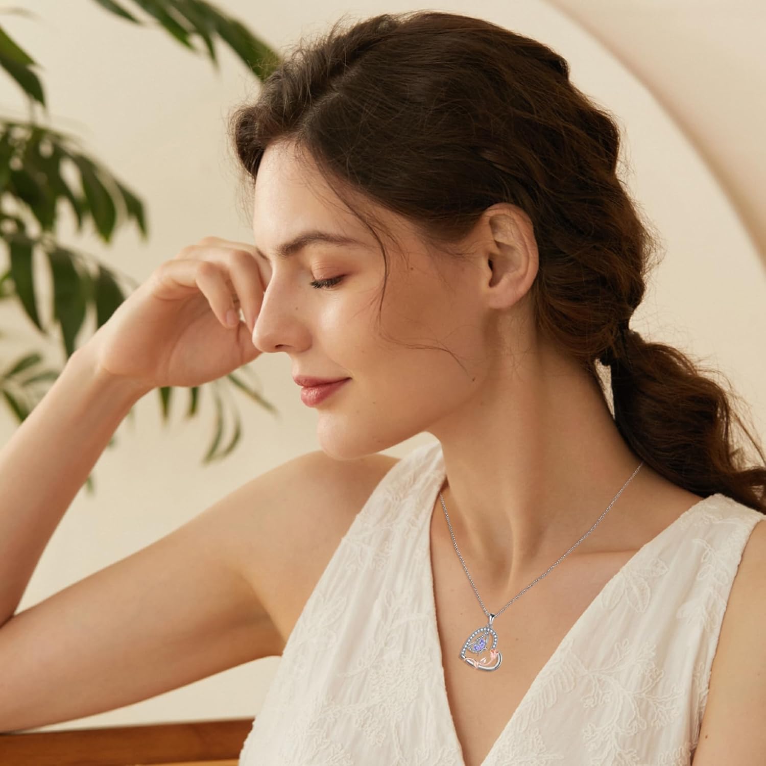 Love Heart Butterfly Necklace for Women 925 Sterling Silver Birthstone Pendant Rose Flower Dainty Jewelry Gifts for Women Wife Girlfriend Mother Daughter Her - Image 3