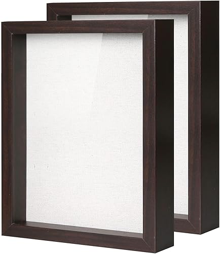 Muzilife Caja de fotos con tablero de lino, vitrina de vidrio de madera profunda, lista para colgar, caja de memoria, recuerdos deportivos para