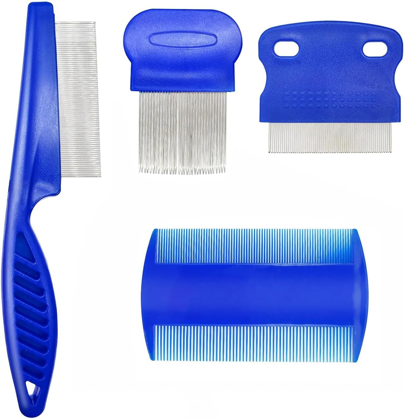 4-Pack Flea & Nit Comb, Double Sided Metal Teeth Comb for Head Lice & Tick Treatment, Suitable for Kids, Pets & Adults 4-Pack Flea & Nit Comb, Double Sided Metal Teeth Comb for Head Lice & Tick Treatment, Suitable for Kids, Pets & Adults