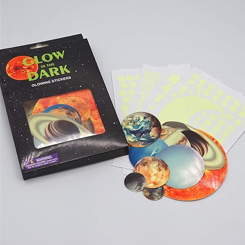 Miniatura 7 de Adhesivos de pared fluorescentes 3D realistas con puntos, estrellas, luna y planeta que brillan en la oscuridad, calcomanías adhesivas luminosas